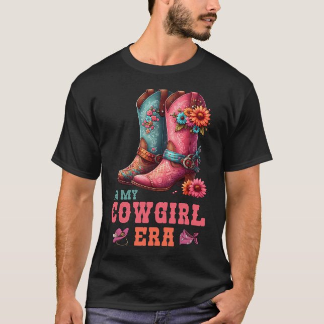 In My Cowgirl Era Groovy Cute Boots cowgirl with f T-Shirt (Front)
