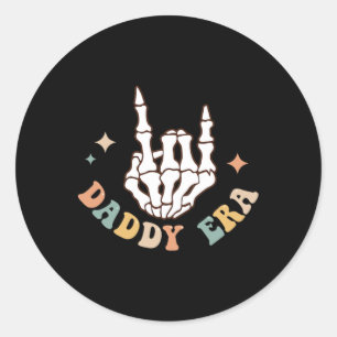 In My Daddy Era Lover Groovy Retro Papa Fathers Da Classic Round Sticker