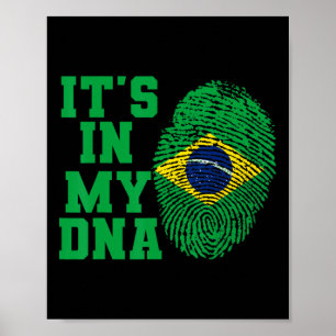 In My Dna Brazil Flag Shirt Cut Vintage Brazilian  Poster