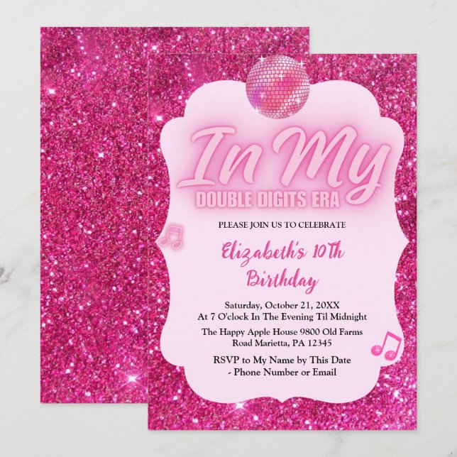 In My Double Digits Era 10th Birthday Invitation (Front/Back)
