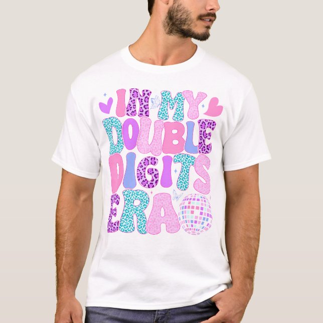  In My Double Digits Era Retro 10 Year Old 10Th Bi T-Shirt (Front)