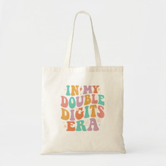 In My Double Digits Era Retro Groovy 10Th Birthday Tote Bag