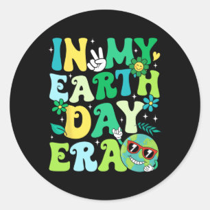 In My Earth Day Groovy Men Women Globe Save The Pl Classic Round Sticker