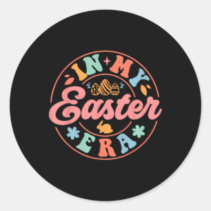 In My Easter Era Retro Groovy Bunny Egg Happy East Classic Round Sticker