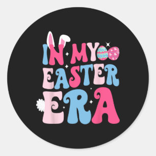 In My Easter Era Retro Groovy Happy Easter Day Bun Classic Round Sticker
