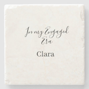 In my engaged era add name date engagement stone coaster