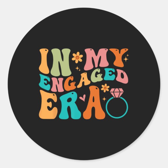 In My Engaged Era Fiance Engagement Future Bride M Classic Round Sticker (Front)