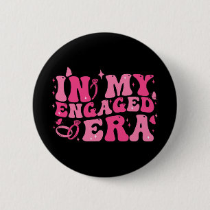 In My Engaged Era Groovy Bride Bachelorette Party  6 Cm Round Badge