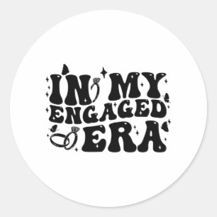 In My Engaged Era Groovy Bride Bachelorette Party Classic Round Sticker