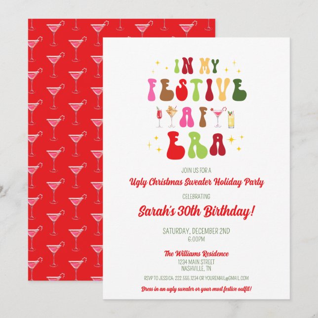 In My Festive AF Era Sassy Christmas 30th Birthday Invitation (Front/Back)
