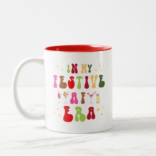 In My Festive AF Era Sassy Christmas  Two-Tone Coffee Mug (Left)