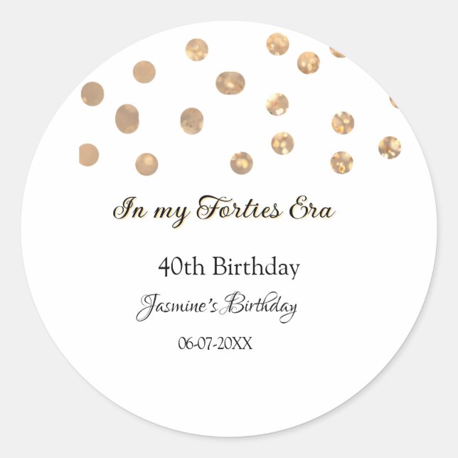 In my Forties era golden dots happy birthday  Classic Round Sticker (Front)