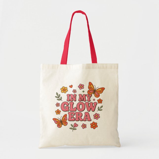  In My Glow Era bag– Retro Butterfly & Flower  Tote Bag (Front)