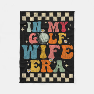 In My Golf Wife Era Retro Groovy Gift Golf Wife Fleece Blanket