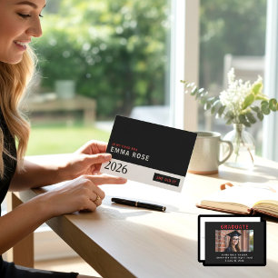 In My Grad Era red Black Minimalist Graduation Invitation