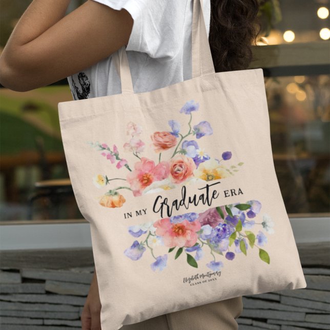 In My Graduate Era | Floral Monogram  Tote Bag (Creator Uploaded)