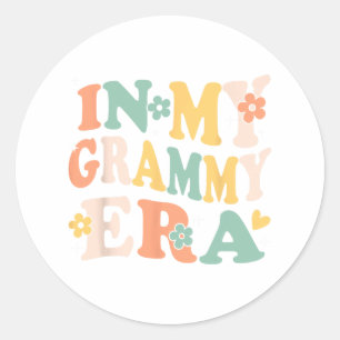 In My Grammy Era Funny Sarcastic Groovy Retro Moth Classic Round Sticker