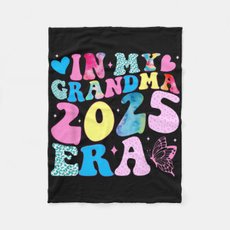 In My Grandma 2025 Era Funny Groovy New Grandma Mo Fleece Blanket