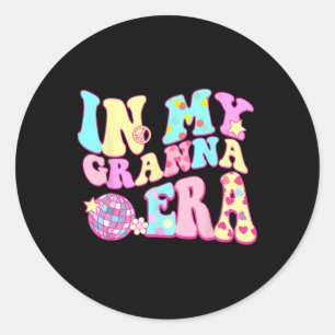 In My Granna Era Sarcastic Groovy Retro Disco Moth Classic Round Sticker