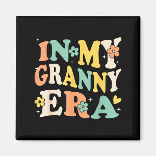 In My Granny Era Funny Sarcastic Groovy Retro Moth Magnet