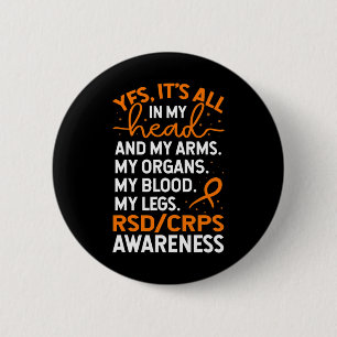 In My Head And My Body Warrior Rsd Crps Awareness 6 Cm Round Badge