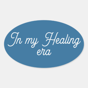 In My Healing Era Blue Oval Sticker Trendy