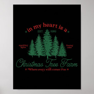 In My Heart Is A Christmas Xmas Tree Farm Vintage  Poster