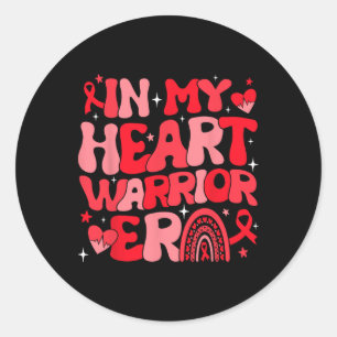 In My Heart Warrior Era Red Ribbon Heart Disease A Classic Round Sticker