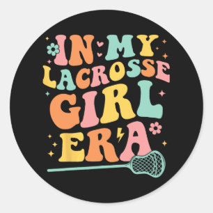 In My Lacrosse Girl Era Groovy Cute Lacrosse Girl  Classic Round Sticker