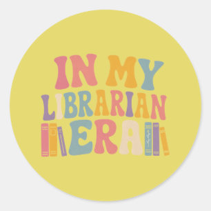 In My Librarian Era Retro Groovy Book Lover Classic Round Sticker