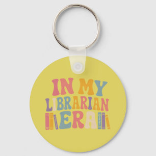 In My Librarian Era Retro Groovy Book Lover Key Ring