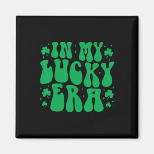 In My Lucky Era Groovy St Patricks Day Shamrock Lu Magnet