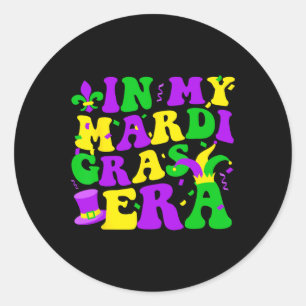In My Mardi Gras Era Festival Retro Carnival Holid Classic Round Sticker