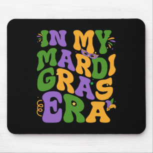 In My Mardi Gras Era Retro Groovy Fleur De Lis Fat Mouse Pad