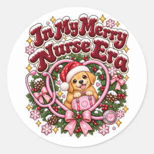 In My Merry Nurse Era Christmas Custom Coffee Classic Round Sticker