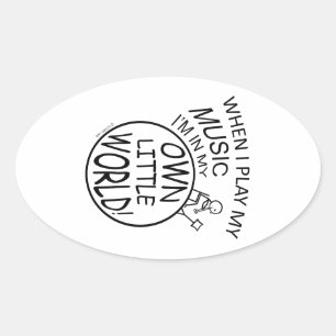 In My Own Little World Music Oval Sticker