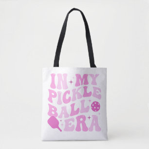 In My Pickleball Era   Pink Groovy Lettering Tote Bag