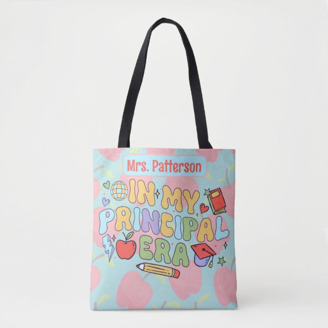 In my principal era personalised apple print tote bag (Front)
