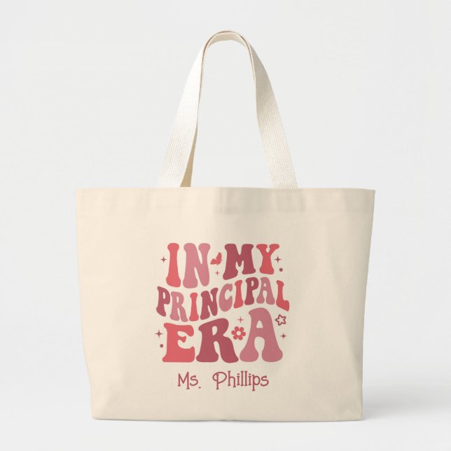 In My Principal Era Retro Personalised Large Tote Bag (Front)