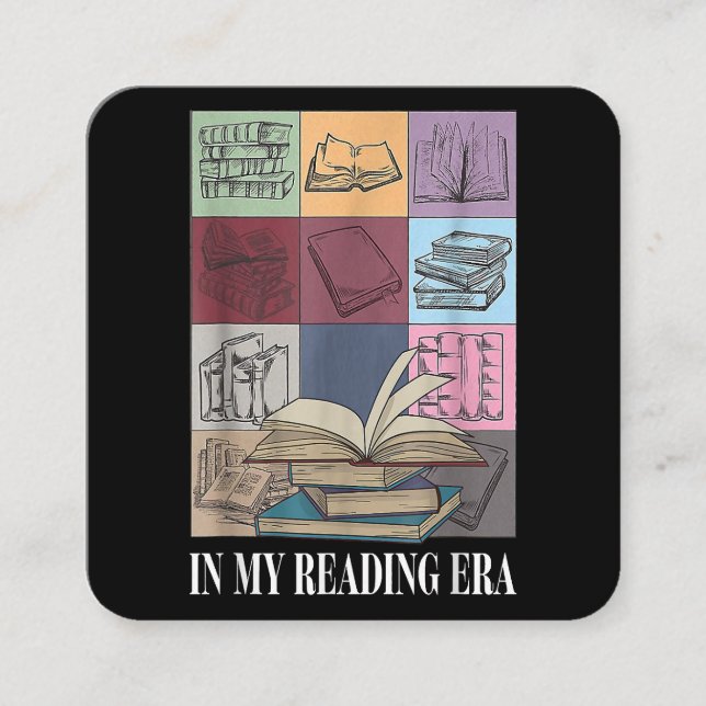 In My Reading Era Bookish Book Lover Square Business Card (Front)