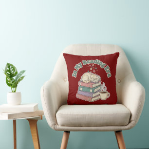 In My Reading Era Cute Cat Cosy Book Lover Aesthe Cushion