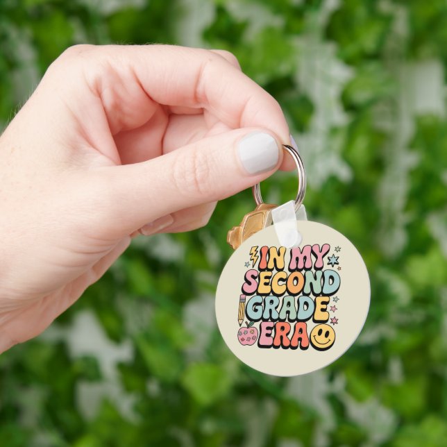 In My Second Grade Era 2nd Grade Teacher Back  Key Ring (Hand)