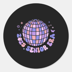 In My Senior Era Cl Of 2025 Groovy Senior 2025 Gra Classic Round Sticker