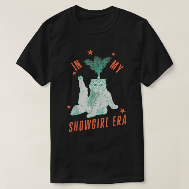 In My Showgirl Era Funny Retro Cat Shirt (Design Front)