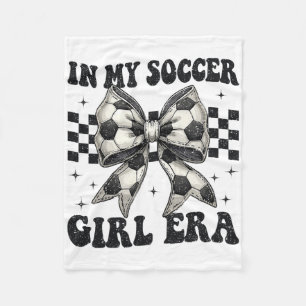 In My Soccer Girl Era Coquette Bow Soccer Girl  Fleece Blanket