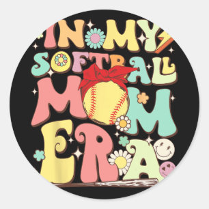In My Softball Mum Era Funny Baseball Mum Mothers  Classic Round Sticker