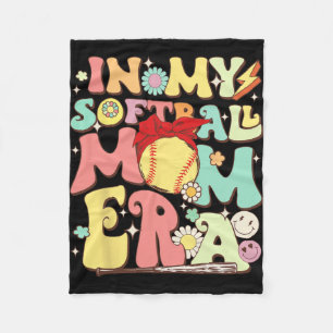 In My Softball Mum Era Funny Baseball Mum Mothers  Fleece Blanket