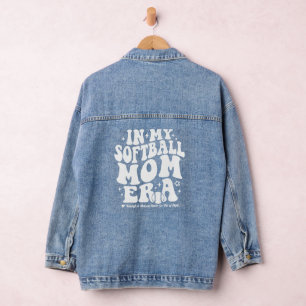 In My Softball Mum Era Personalised Kids Names Denim Jacket