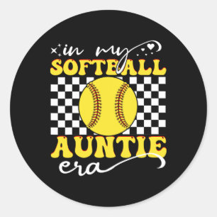 In My Softll Auntie Era Groovy Retro Proud Softll Classic Round Sticker