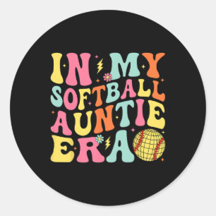 In My Softll Auntie Era Groovy Softll Aunt  Classic Round Sticker
